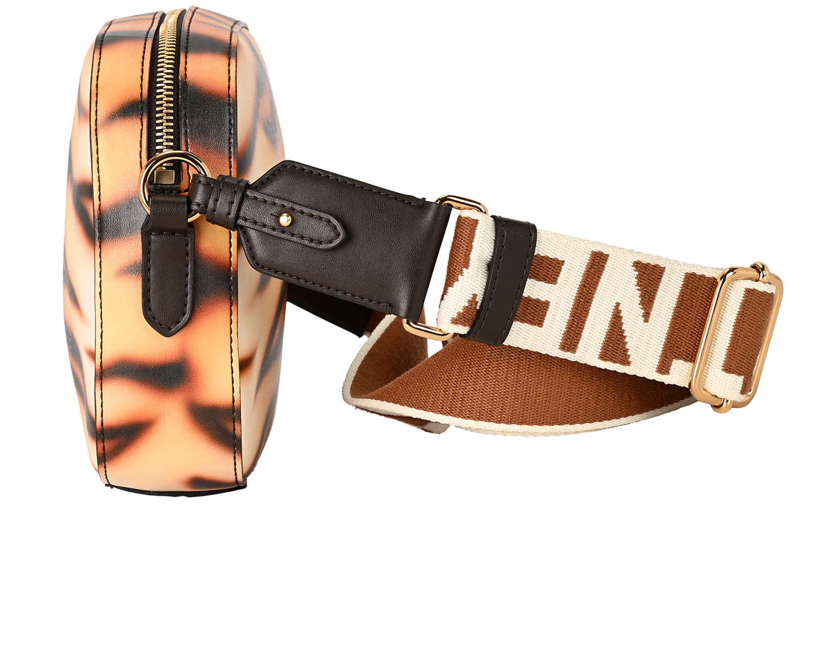 Logo Tiger Camera Bag, &pound;395, Handbags, Brown/Orange, Faux Leather, Bottom view